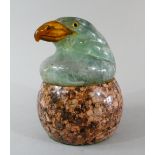 A Desk Paperweight Carved from Various Specimen Stones, In the Form of an Eagle.