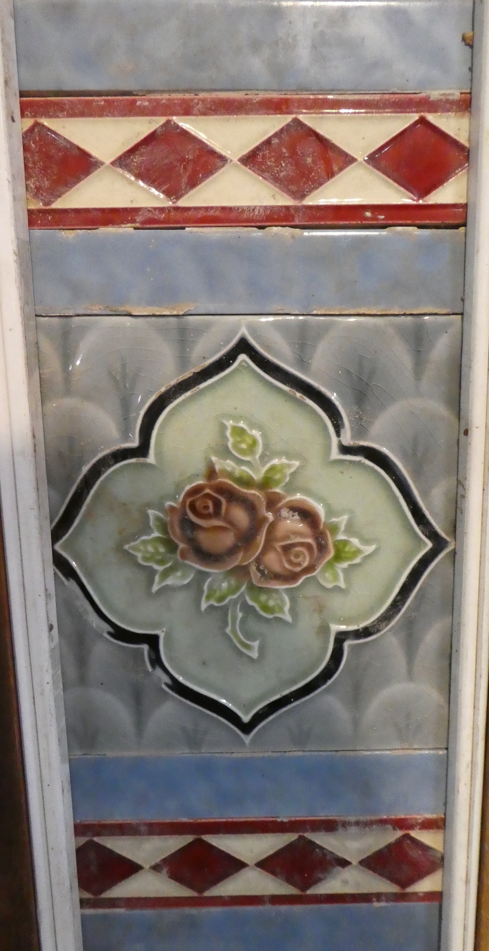 Two Wooden Framed Panels Decorated with Floral Tiles. - Image 3 of 3