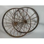 A Pair of Spoked Iron Implement Wheels,