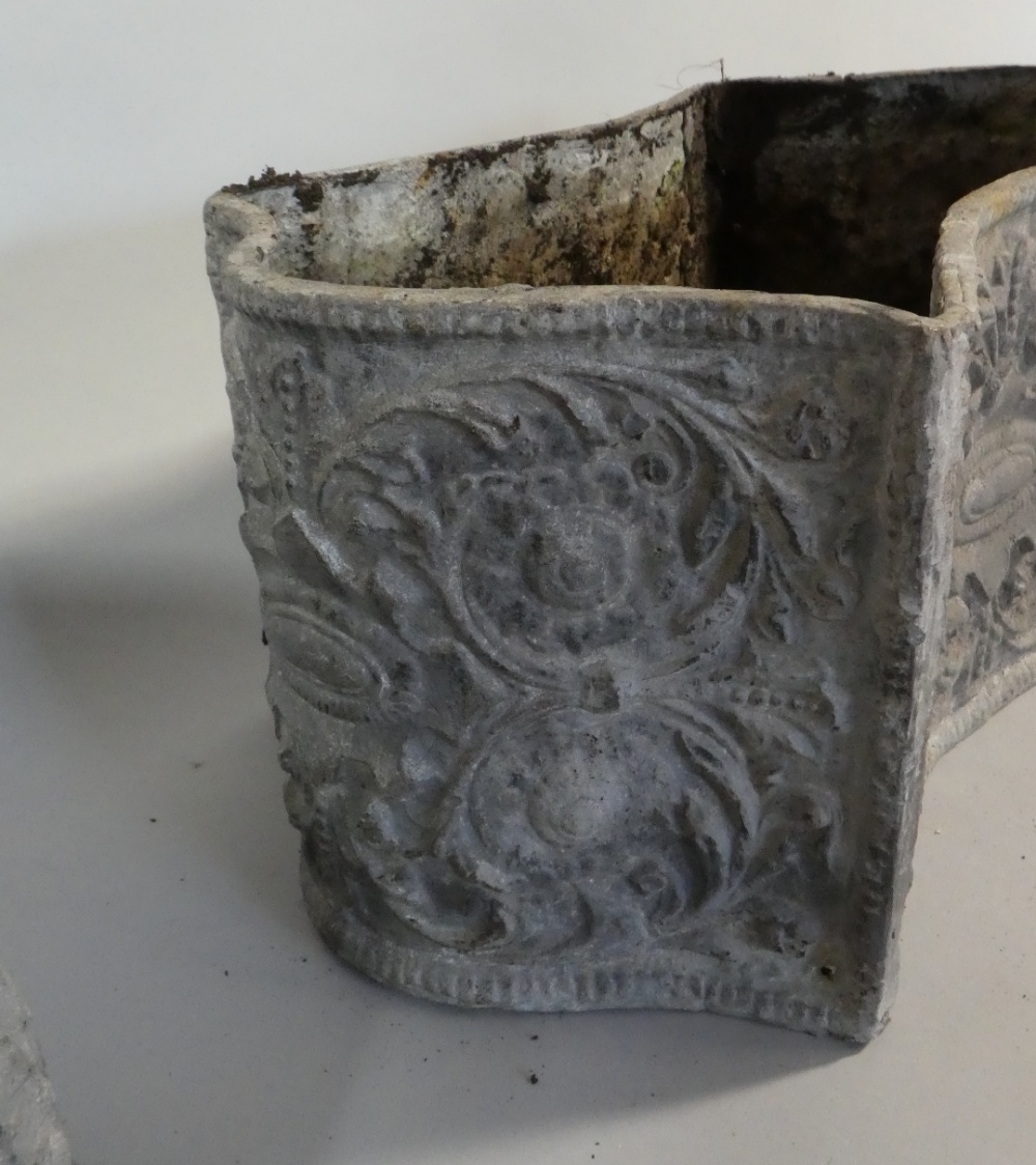 A Pair of Lead Garden Planters with Embossed Decoration. - Image 3 of 3