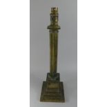 A Heavy Table Lamp Base in the Form of a Corinthian Column. On Square Stepped Base. 46.