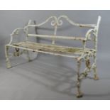 A 19th Century Cast Iron Garden Bench with Tangled Vine Ends.