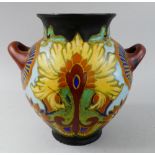 A Dutch Gouda Twin Handled Vase,