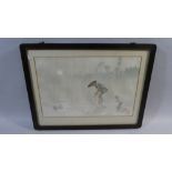 A Nice Quality Oriental Water Colour of a Rice Picker, In Hardwood Frame, Signed.