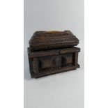 A 19th Century Tramp Art Box with Typical Geometric Chip Carved Decoration. 23x18x15cms.