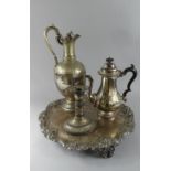 A Collection of Silver Plate to Include Tray with Vine Decoration, Claret Jug,