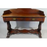 A Pair of Victorian Mahogany Wash Stands Each with Two Drawers and Raised Galleries.