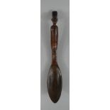 A 19th Century Congolese, Mangsetu Tribe, Cooking Spoon. Figural Handle Carved as a Scarred Gent.