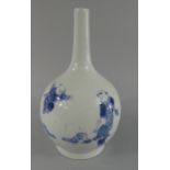 A Japanese Blue and White Bottle Vase depicting Children with Fighting Cockerels.