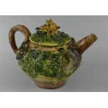 A 19th Century Majolica Glazed Palissy Teapot with Mounted Ceramic Shell Embellishments and Conch