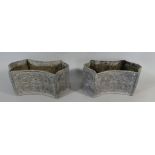 A Pair of Lead Garden Planters with Embossed Decoration.