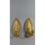 A Pair of Early 20th Century Italian Florentine Carved and Gilded Wall Mounted Candle Sconces.