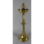 An Ecclesiastic Brass Table Lamp with Barley Twist Support,