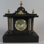 A Ormolu Mounted Black Slate Architectural Mantle Clock by Conterra,