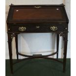 A Pretty Edwardian Mahogany Fall Front Ladies Writing Bureau with Fitted Interior and Tooled