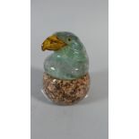 A French Novelty Desk Paperweight In Rock Crystal and Marble Carved in the Form of an Eagles Head,