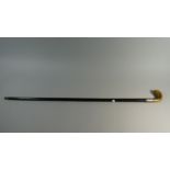 A Silver Mounted Ebonised and Horn Handled Walking Cane,