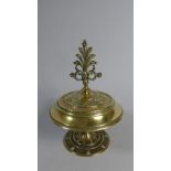 A Brass Lidded Shallow Dish with Pierced Finial,