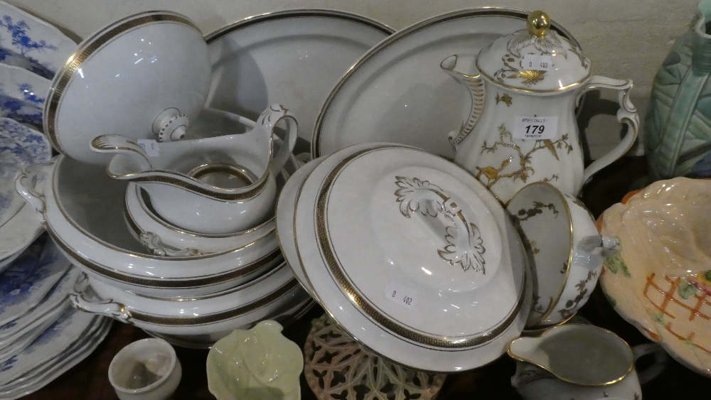 A Collection of Gilt and White Dinner Wares to Include Limoges Coffee Pot, Jug Etc Losol Ware,