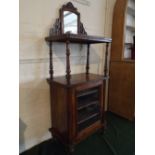 A Late Victorian Inlaid Walnut Music Cabinet with Glazed Door to Shelved Cupboard,