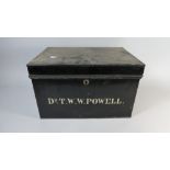 A Painted Metal Deed Box Inscribed Dr T W W Powell,
