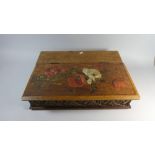 A Painted and Carved Oak Bible Box Decorated with Roses,