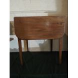 A 19th Century Mahogany Drop Leaf Occasional Table with String Inlaid to Square Tapering Legs,