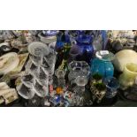 A Tray of Coloured Glass Ware, Glass Sweets,