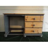 A Painted Pine Dressing Table or Writing Desk with Three Drawers,