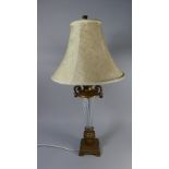 A French Style Brass and Glass Table Lamp with Shade,