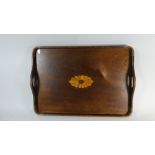 An Edwardian Inlaid Mahogany Two Handled Drinks Tray,