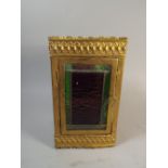 A Gilt Metal and Coloured Leaded Glass Hall Shade of Rectangular Form,