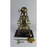 A 19th Century Brass Architectural Skeleton Clock, Pendulum Leaf Requires Attention,