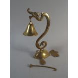 A Novelty Brass Desk Bell in Form of Fish Supporting Sea Serpent,