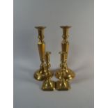 Two Pairs of 19th Century Brass Candlesticks,