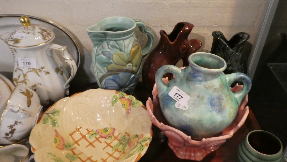 A Tray of Ceramics to Include Two Gluggle Jugs, Bowls,