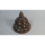 A Turned Serpentine Marble Inkwell with Acorn Finial, Missing Inner Liner,