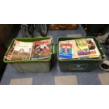 Two Boxes of Vintage Football Annuals, Magazines Etc c.1960/70