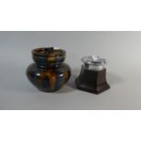 A Vintage Bakelite Hexagonal Ashtray Together with a Glazed 19th Century Tobacco Pot