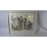 A Framed Water Colour of Old Moreton Hall On Hand Made Paper, 50cm Wide