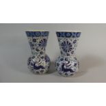 A Pair of Portuguese Hand Painted Vases, 17cm