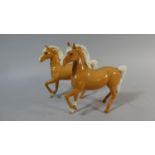 Two Beswick Palomino Prancing Arab Type Horses, One AF