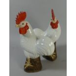 A Pair of Oriental Ceramic Study of Cockerels, Each 30cm High