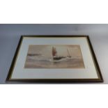 A Framed Watercolour Depicting Fishing Boat Returning to Harbour in Stormy Seas