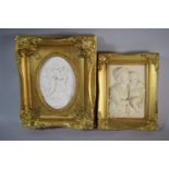 A Pair of Reproduction Gilt Framed Plaques in the Parian Style Depicting Mother with Child and