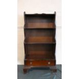 A Mahogany Four Shelf Waterfall Bookcase with Base Drawer and Galleried Top, 57cm Wide