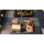 A Box Containing Ceramics, Infra Red Lamp, Posser etc