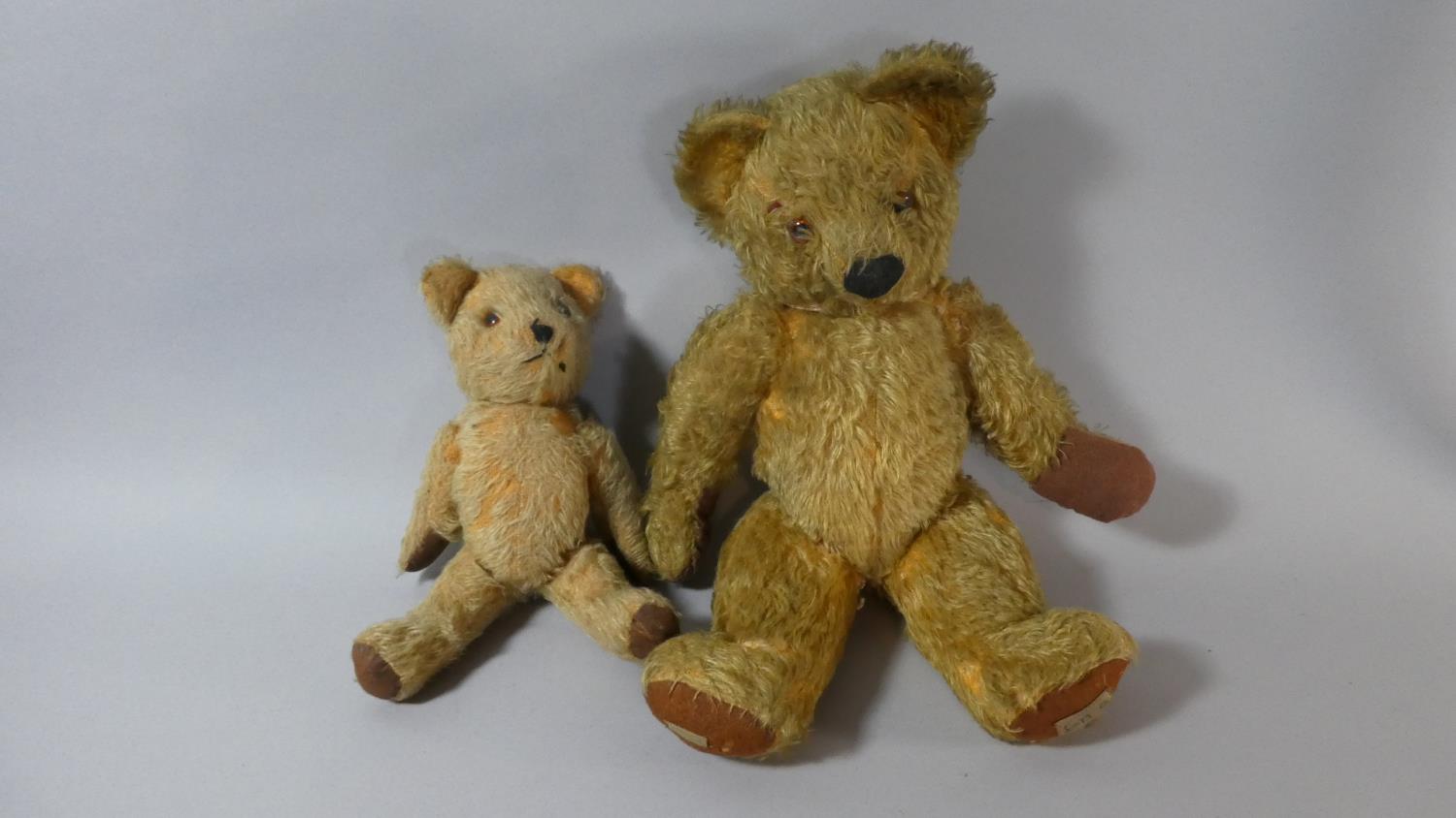 A Large Plush Teddy Bear by Chad Valley, 50cm High and a Smaller Example