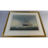 A Gilt Framed Water Colour Depicting Paddle Steamer in Stormy Seas, 48x34cm