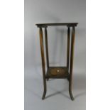 A Square Two Tier Occasional Table with Faux Inlaid Decoration, 70cm High